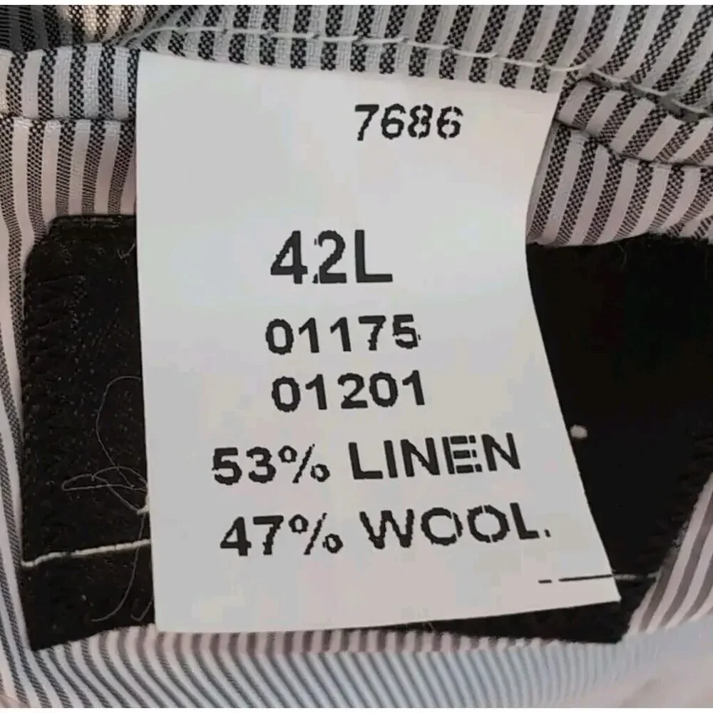 Jos A Bank Silk‎ Wool Sport Coat Men's Size 42L Black White Houndstooth 2 Button